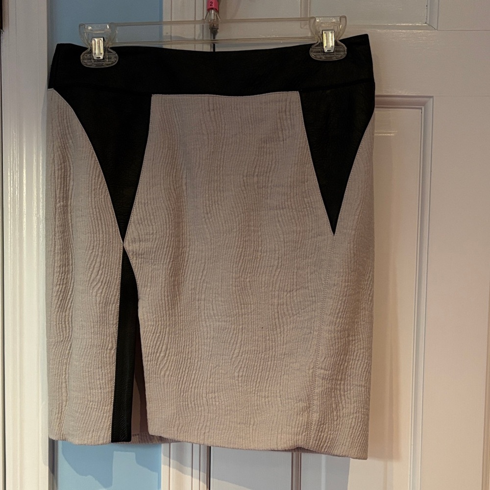 Helmut Lang Beige and Black Colorblock Pencil Skirt